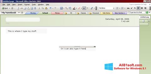 Skærmbillede Microsoft OneNote Windows 8.1