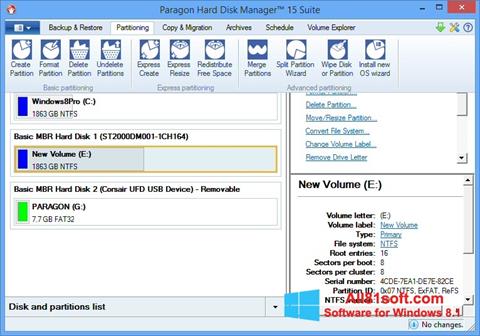 Skærmbillede Paragon Hard Disk Manager Windows 8.1