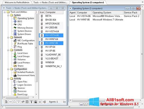 Skærmbillede Remote Administration Tool Windows 8.1