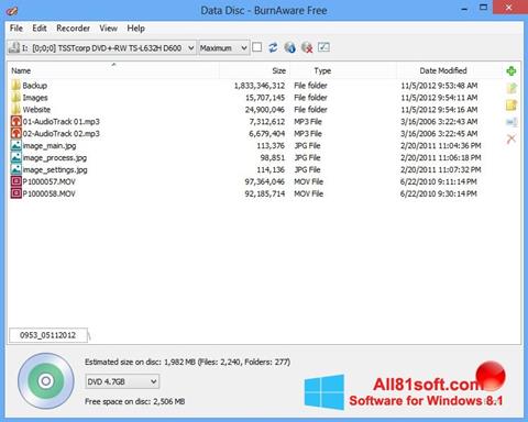 Skærmbillede BurnAware Free Windows 8.1