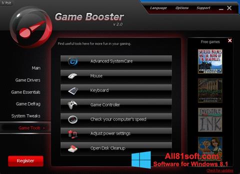 Skærmbillede Game Booster Windows 8.1