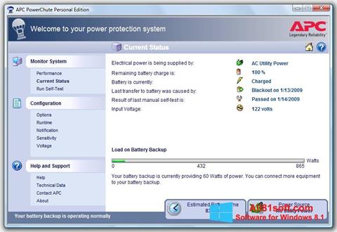 Skærmbillede PowerChute Personal Edition Windows 8.1