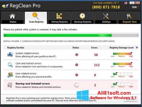 Skærmbillede RegClean Pro Windows 8.1