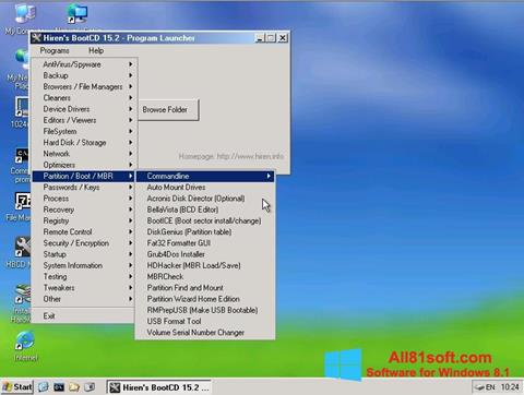 Skærmbillede Hirens Boot CD Windows 8.1