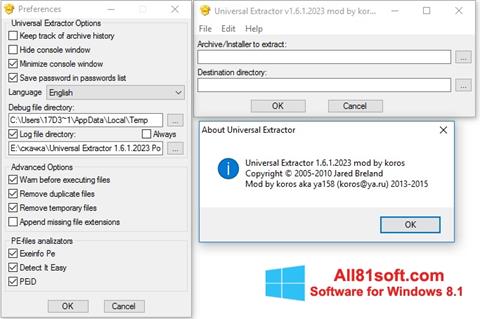 Skærmbillede Universal Extractor Windows 8.1