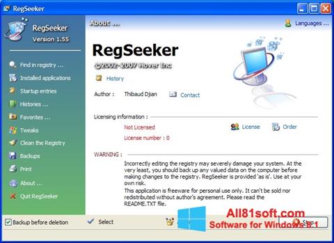 Skærmbillede RegSeeker Windows 8.1