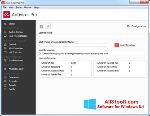 Skærmbillede Avira Antivirus Pro Windows 8.1