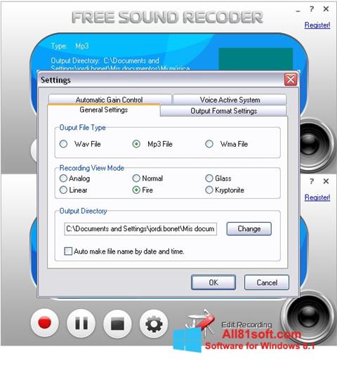 Skærmbillede Free Sound Recorder Windows 8.1