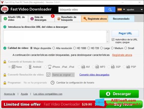 Skærmbillede Fast Video Downloader Windows 8.1