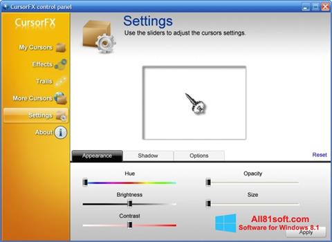 Skærmbillede CursorFX Windows 8.1