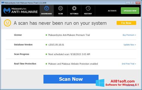 Skærmbillede Malwarebytes Anti-Malware Free Windows 8.1