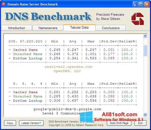 Skærmbillede DNS Benchmark Windows 8.1