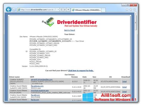 Skærmbillede Driver Identifier Windows 8.1