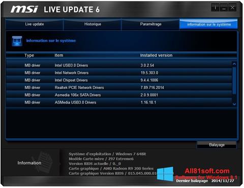 Skærmbillede MSI Live Update Windows 8.1