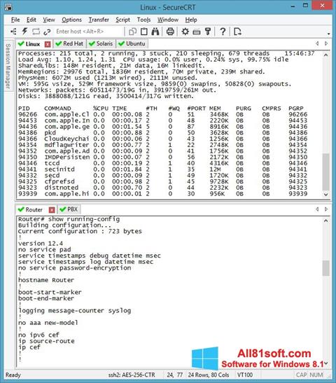 Skærmbillede SecureCRT Windows 8.1