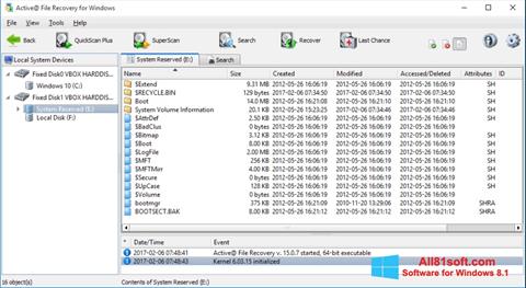 Skærmbillede Active File Recovery Windows 8.1
