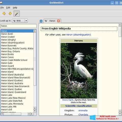 Skærmbillede GoldenDict Windows 8.1