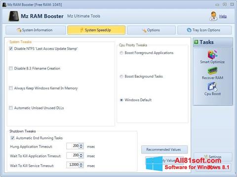 Skærmbillede Mz RAM Booster Windows 8.1