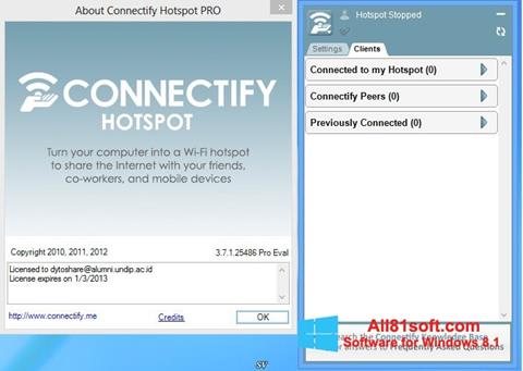 Skærmbillede Connectify Hotspot Windows 8.1