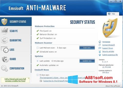 Skærmbillede Emsisoft Anti-Malware Windows 8.1