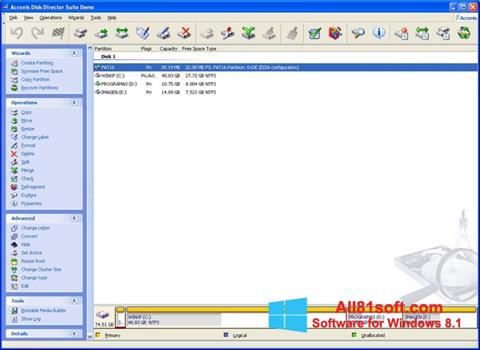 Skærmbillede Acronis Disk Director Suite Windows 8.1