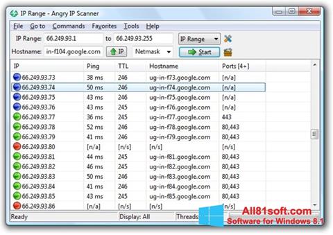 Skærmbillede Angry IP Scanner Windows 8.1