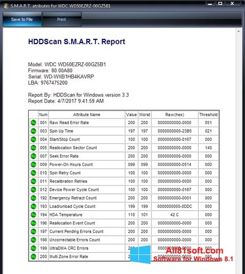 Skærmbillede HDDScan Windows 8.1