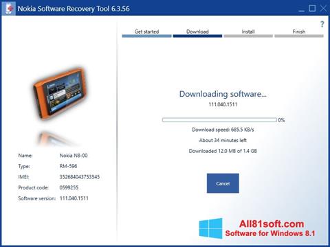 Skærmbillede Nokia Software Recovery Tool Windows 8.1
