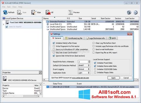 Skærmbillede Active KillDisk Windows 8.1