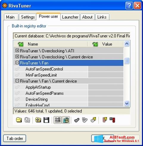 Skærmbillede RivaTuner Windows 8.1