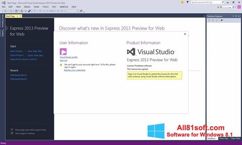 Skærmbillede Microsoft Visual Studio Express Windows 8.1