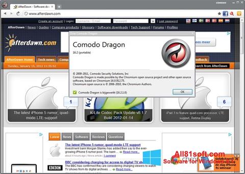 Skærmbillede Comodo Dragon Windows 8.1