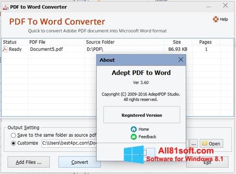 Skærmbillede PDF to Word Converter Windows 8.1