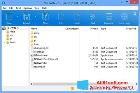 Skærmbillede Bandizip Windows 8.1