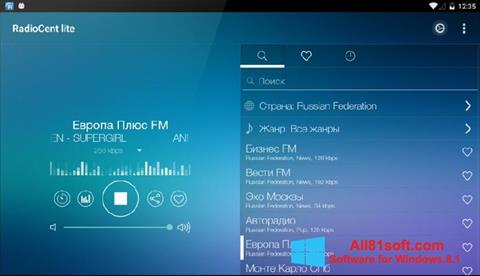 Skærmbillede Radiocent Windows 8.1