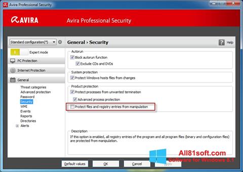 Skærmbillede Avira Professional Security Windows 8.1