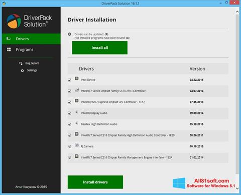 Skærmbillede DriverPack Solution Windows 8.1