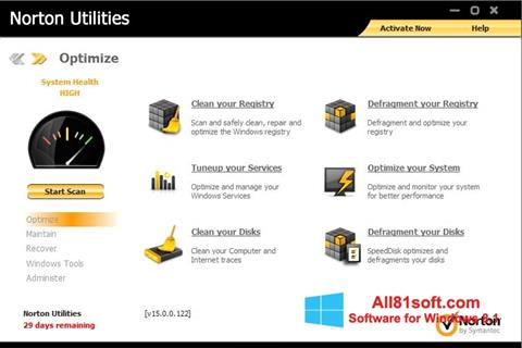 Skærmbillede Norton Utilities Windows 8.1