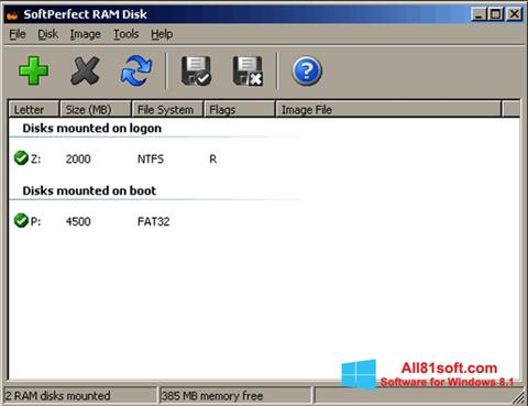 Skærmbillede SoftPerfect RAM Disk Windows 8.1