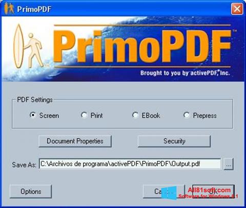 Skærmbillede PrimoPDF Windows 8.1