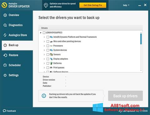 Skærmbillede Auslogics Driver Updater Windows 8.1