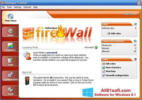 Skærmbillede Ashampoo Firewall Windows 8.1