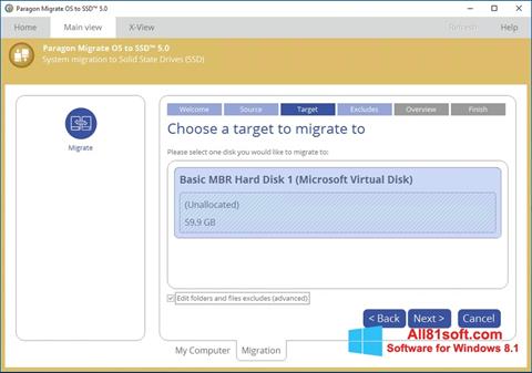 Skærmbillede Paragon Migrate OS to SSD Windows 8.1