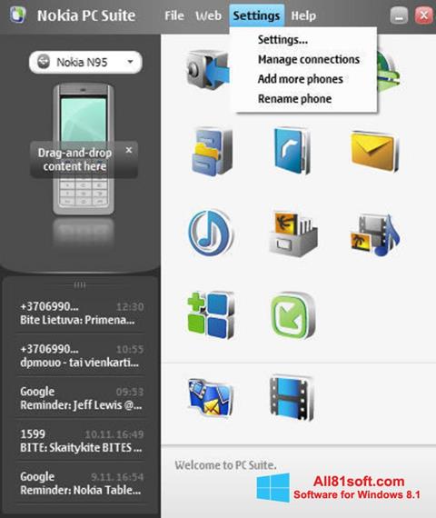 Skærmbillede Nokia PC Suite Windows 8.1