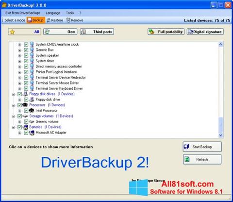 Skærmbillede Driver Backup Windows 8.1