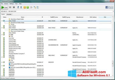 Skærmbillede Advanced IP Scanner Windows 8.1