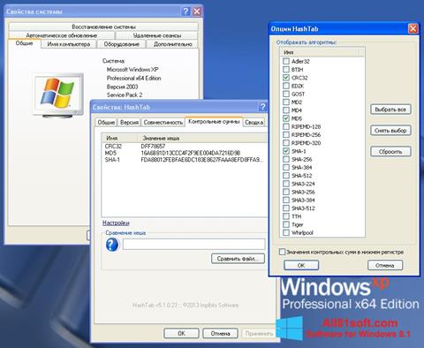 Skærmbillede HashTab Windows 8.1